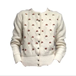 Vintage Floral Embroidered Knit Cardigan